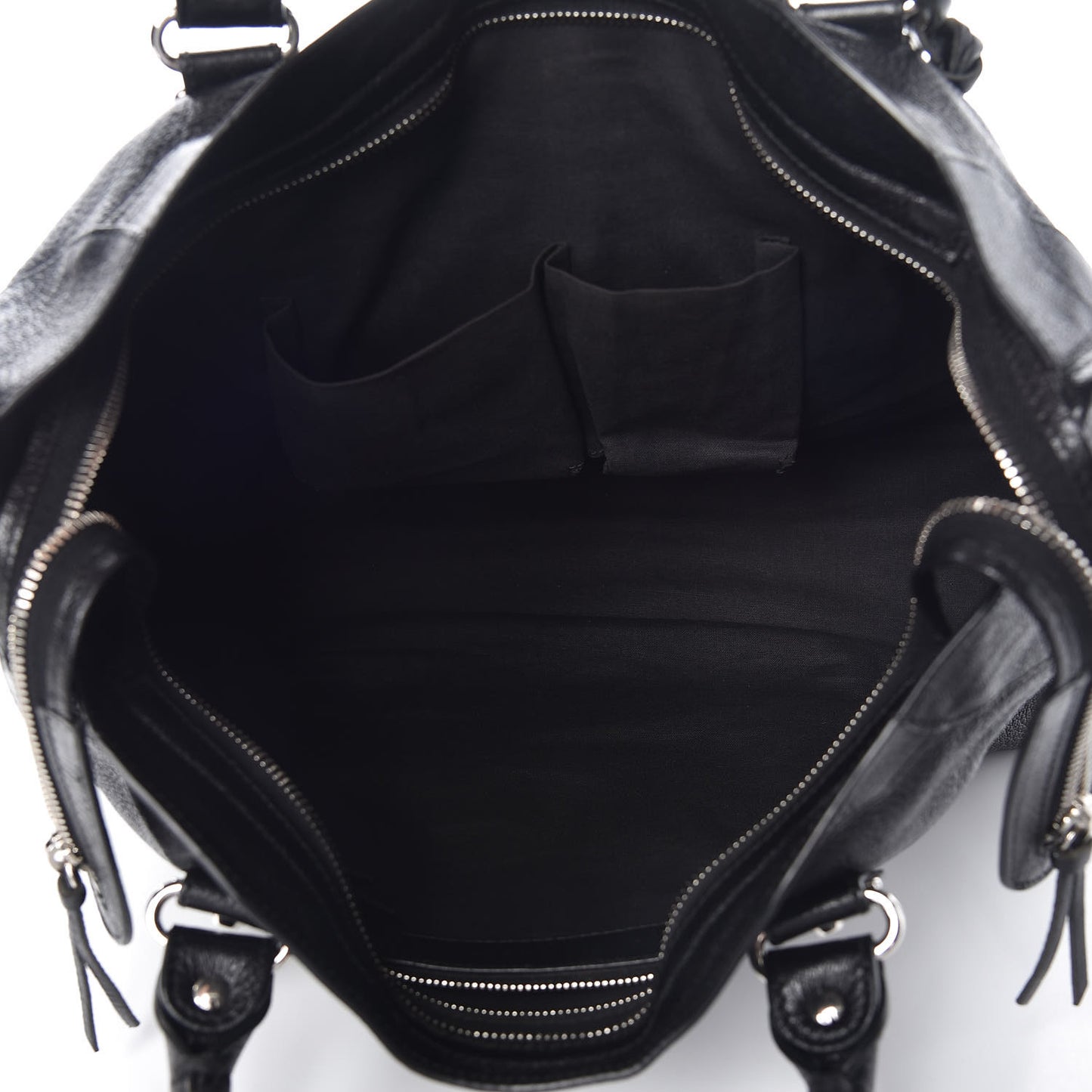 Chevre Silver Metallic Edge Hardware City Black