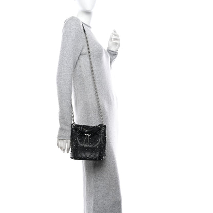 Chanel Lambskin Studded Chevron Quilted Small Stud Wars Drawstring Bag Black 3 of 11