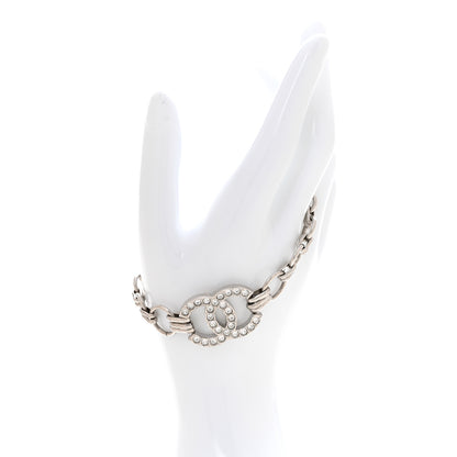 Chanel Crystal CC Link Bracelet Silver 2 of 5