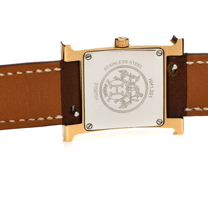 Hermes Stainless Steel Barenia 21mm Heure H Hour Double Tour Quartz Watch Fauve 5 of 5