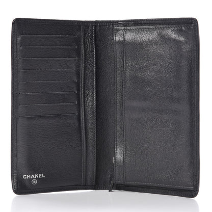 Chanel Goatskin Camellia Embossed Yen Wallet Black 5 of 13