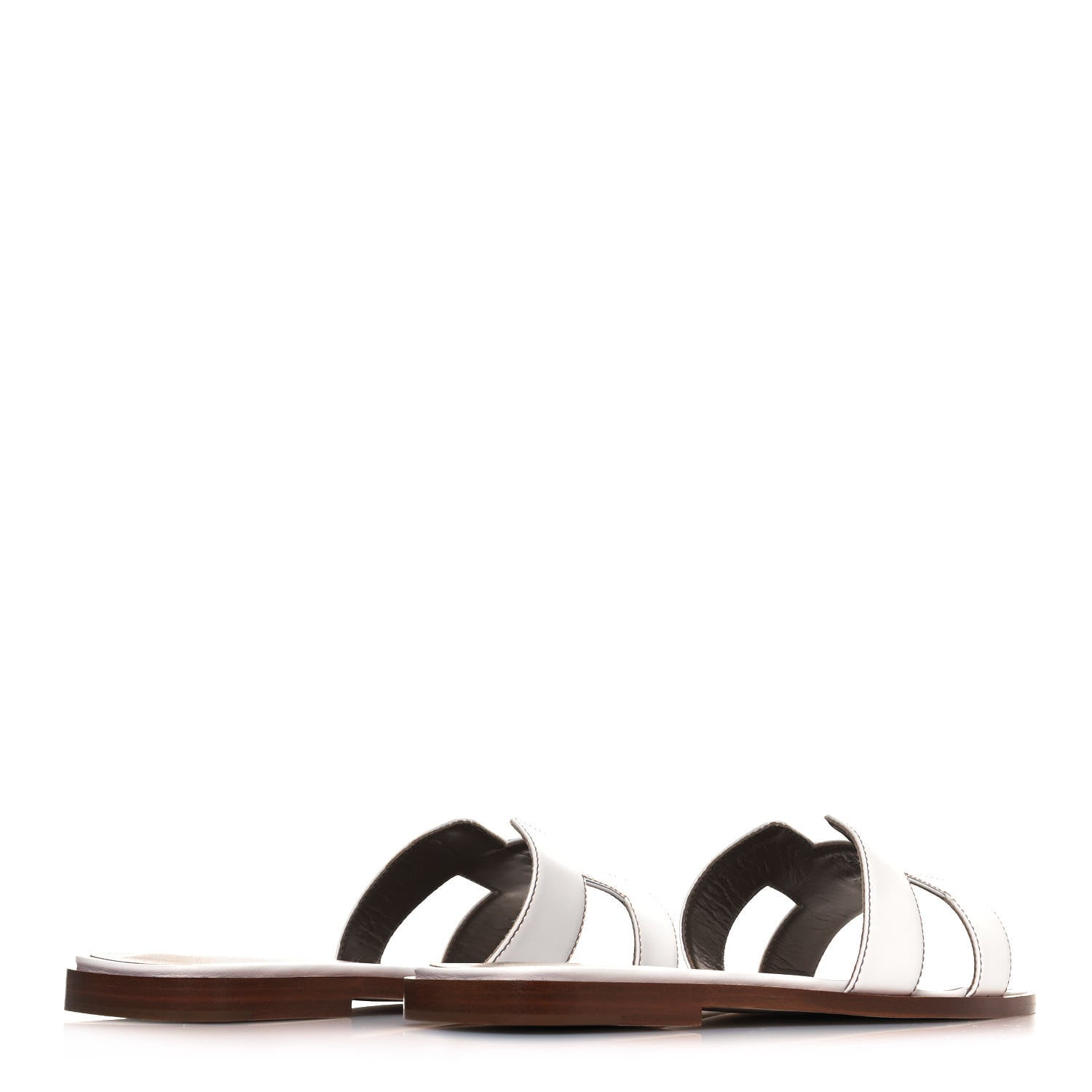 Hermes Box Calfskin Oran Sandals 38 White 4 of 8