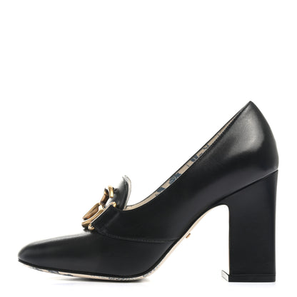 Gucci Malaga Kid GG Victoire 95mm Loafer Pumps 37 Black 1 of 9