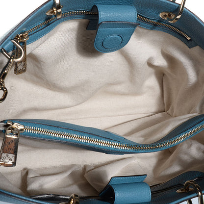 Gucci Pebbled Calfskin Medium Bamboo Shopper Tote Light Blue 5 of 9