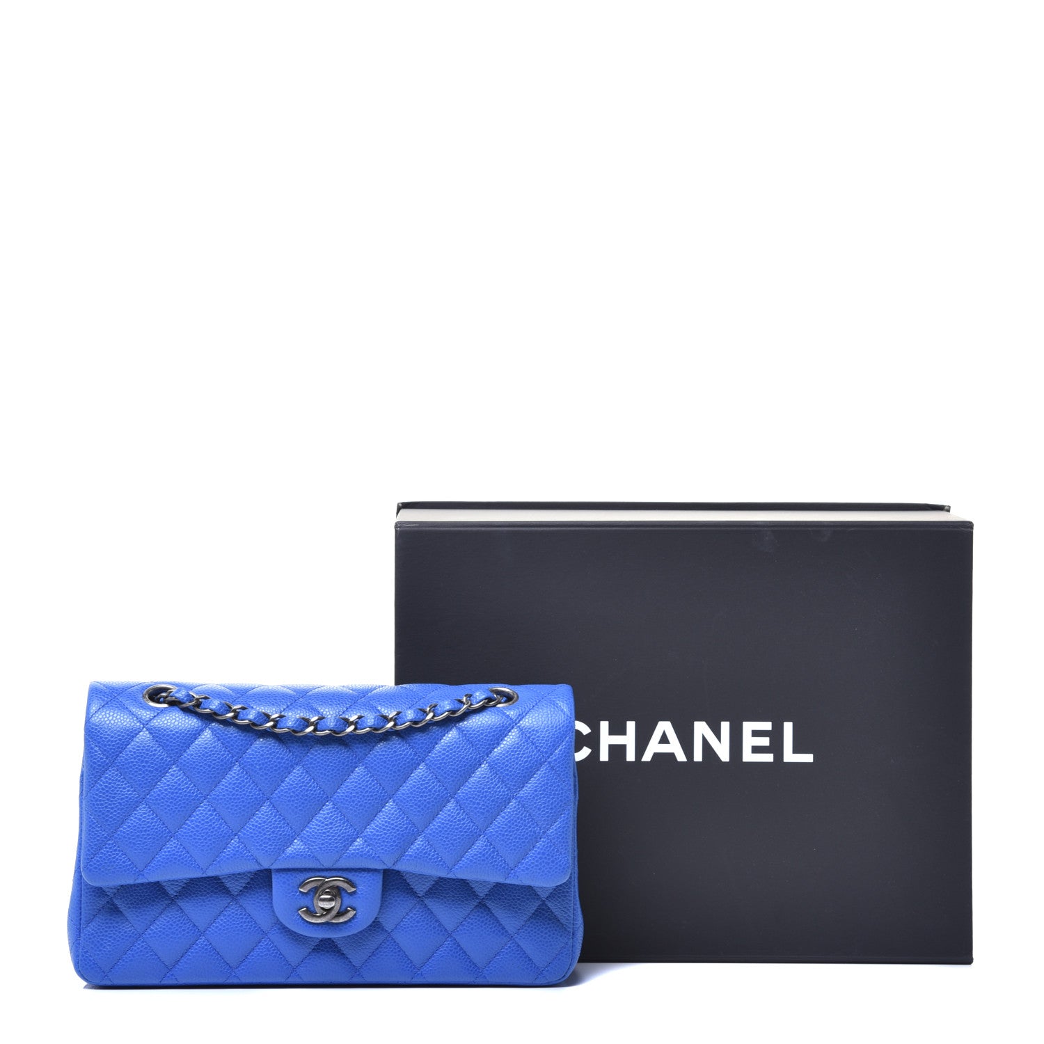 Chanel Caviar Quilted Medium Double Flap Blue 9 of 9