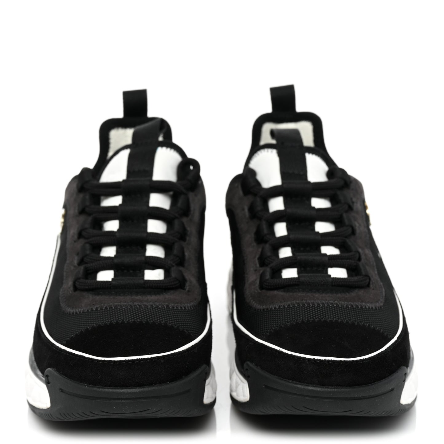 Velvet Calfskin Mixed Fibers CC Sneakers 37 Black