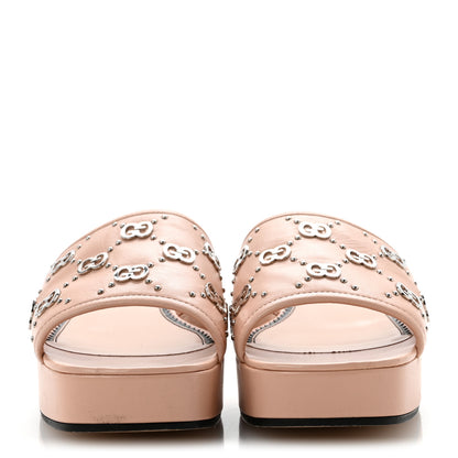 Gucci Malaga Kid Interlocking G Studs 25/85mm Platform Sandals 37 Perfect Pink 3 of 10