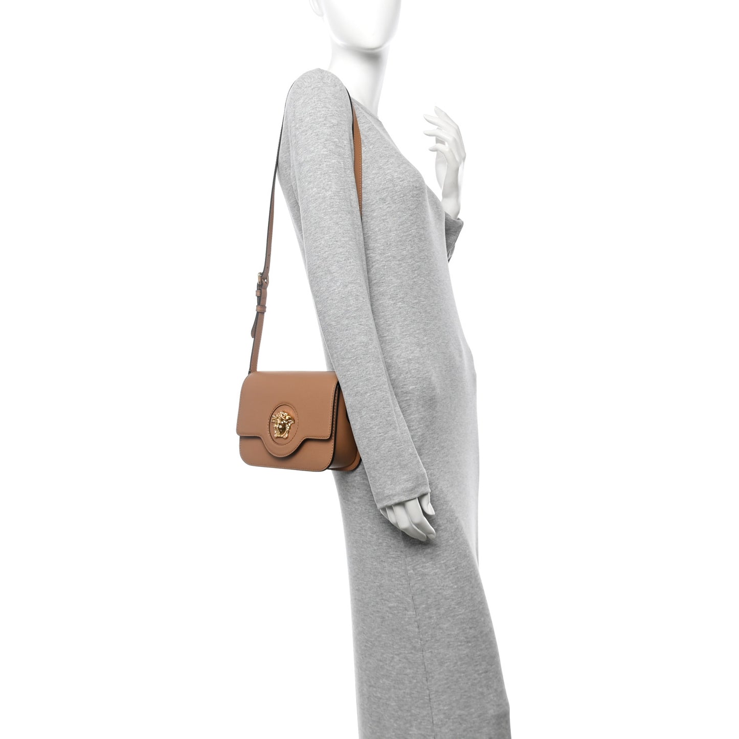 Grained Calfskin La Medusa Flap Shoulder Bag Brown