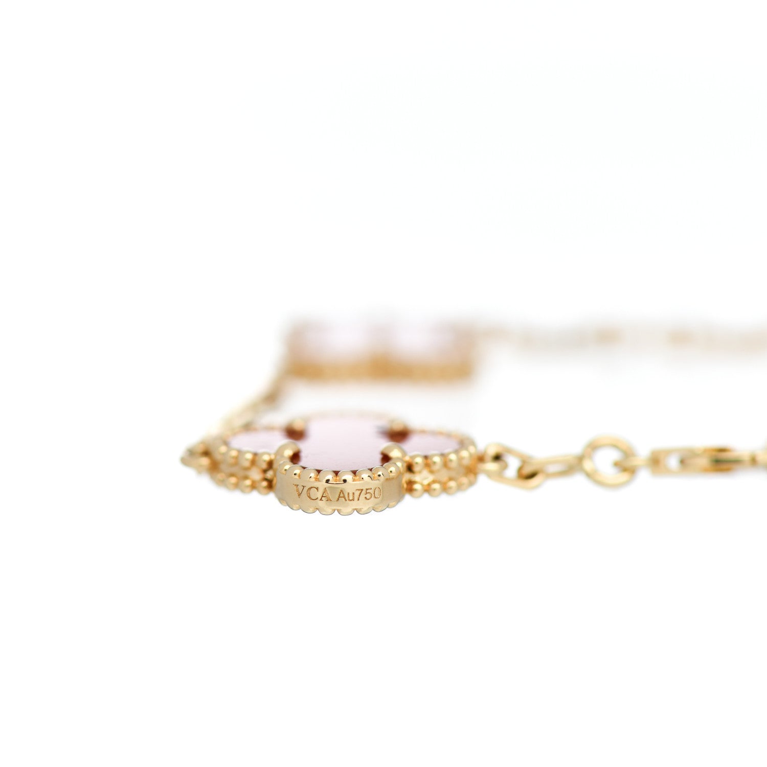 Van Cleef & Arpels 18K Yellow Gold Carnelian 5 Motifs Vintage Alhambra Bracelet 4 of 5
