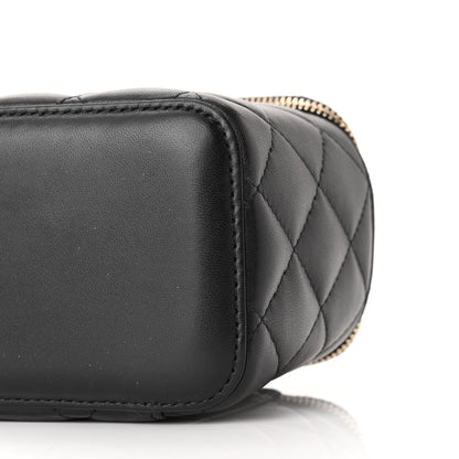 Chanel Lambskin Quilted Small Pearl Crush Vanity Case With Chain Black 10 of 11