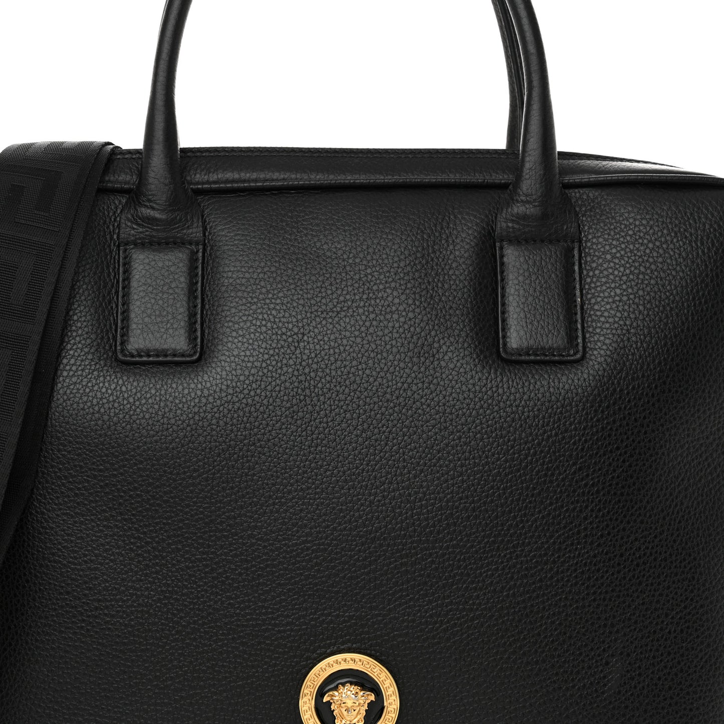 Calfskin Medusa Briefcase Messenger Bag Black