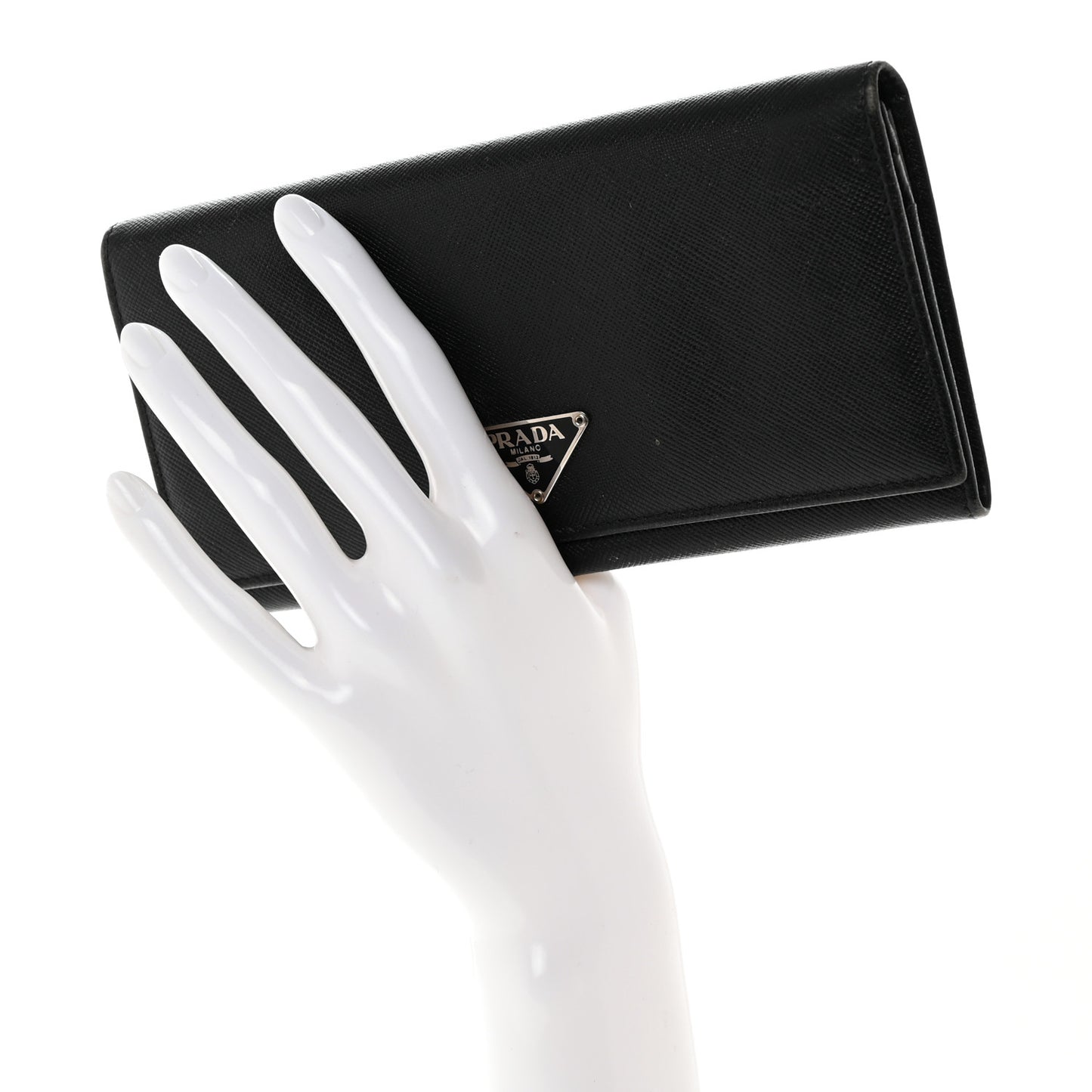 Saffiano Triangle Continental Flap Wallet Black