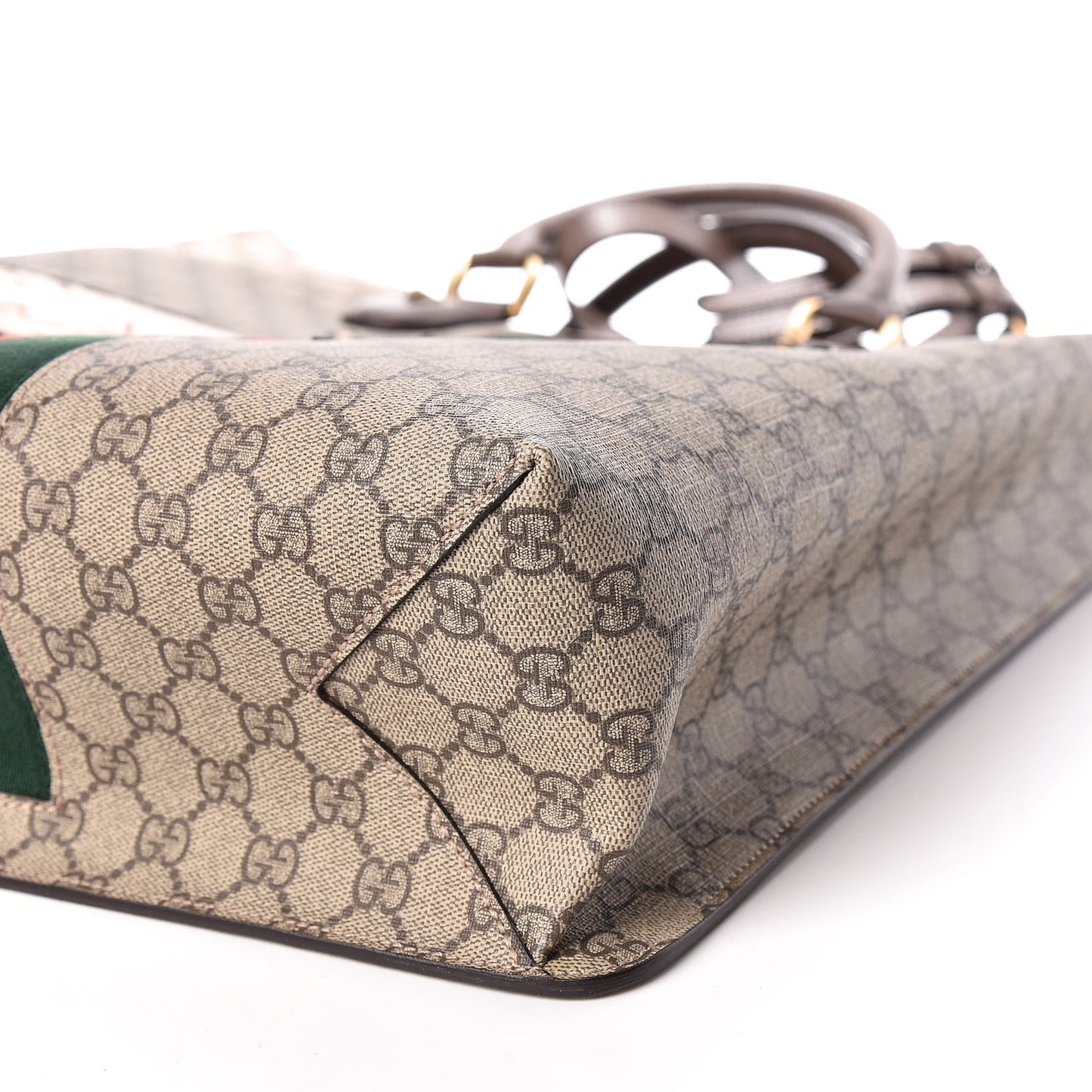 GG Supreme Monogram Web Animalier Bee Vertical Tote Brown