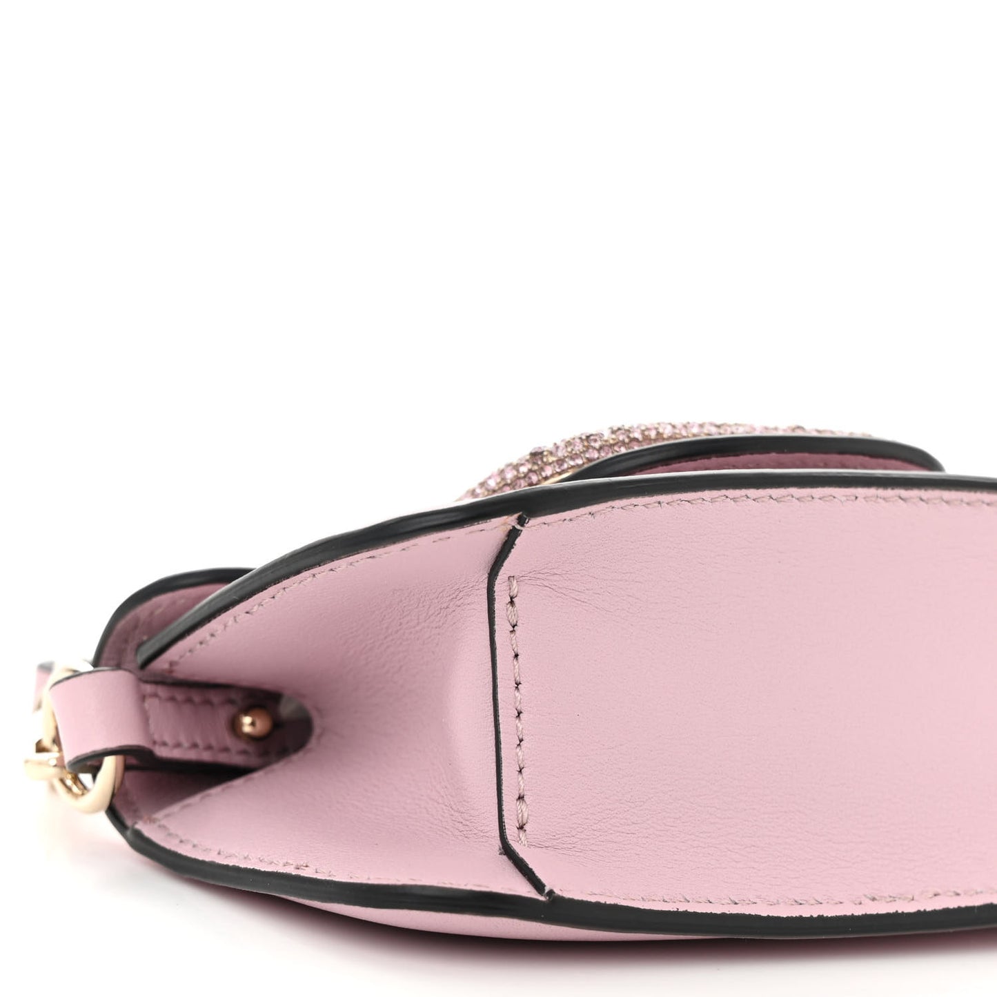 Calfskin Crystal Vlogo Micro Loco Shoulder Bag Rose Cannelle