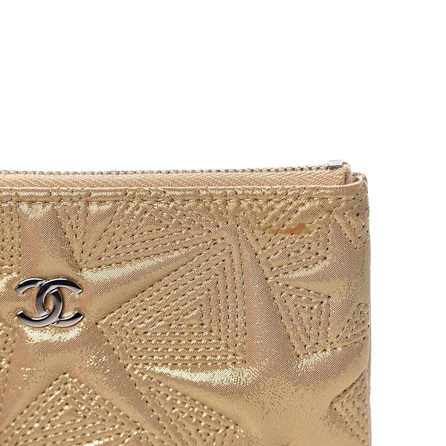 Metallic Lambskin Star Embossed Coin Purse Case Gold