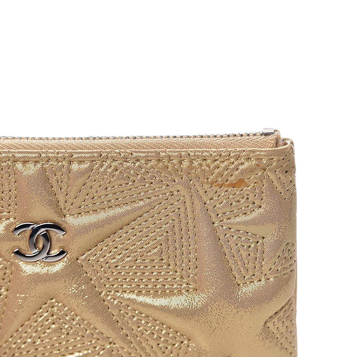 Chanel Metallic Lambskin Star Embossed Coin Purse Case Gold 9 of 10