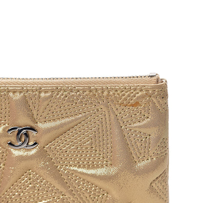 Chanel Metallic Lambskin Star Embossed Coin Purse Case Gold 9 of 10