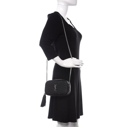 Saint Laurent Grain De Poudre Matelasse Monogram Mini Lou Camera Bag Black 2 of 10