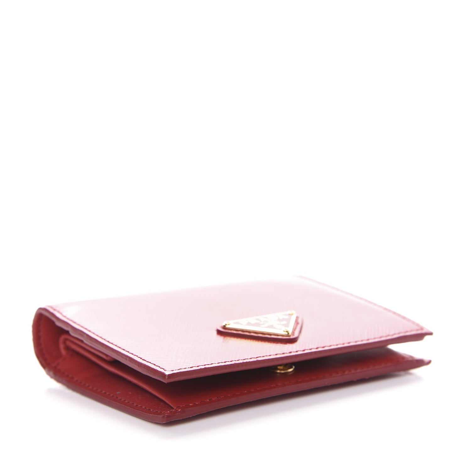Saffiano Vernice Triangle Compact Wallet Red