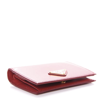 Prada Saffiano Vernice Triangle Compact Wallet Red 4 of 7