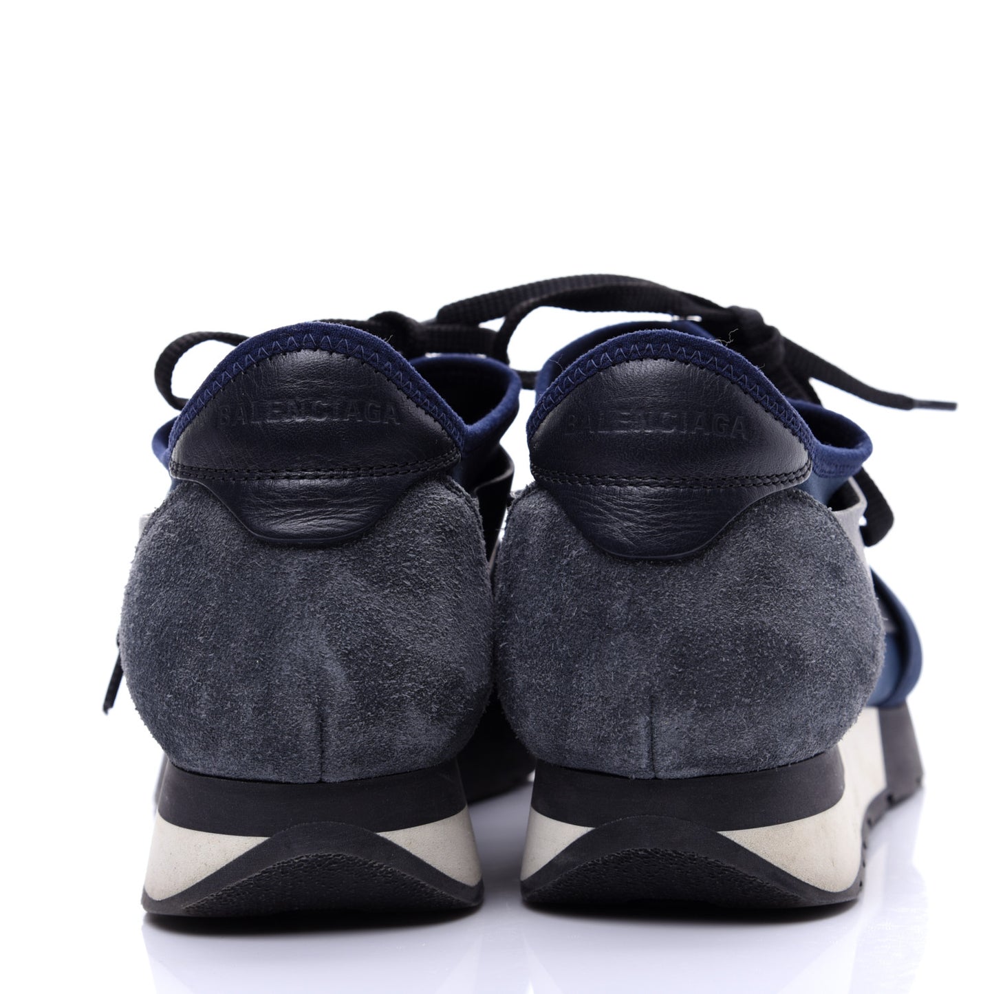 Calfskin Neoprene Mesh Womens Race Runner Sneakers 38 Bleu Nuit