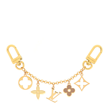 Louis Vuitton Brass Enamel Fleur De Monogram Bag Charm Chain Gold 1 of 3