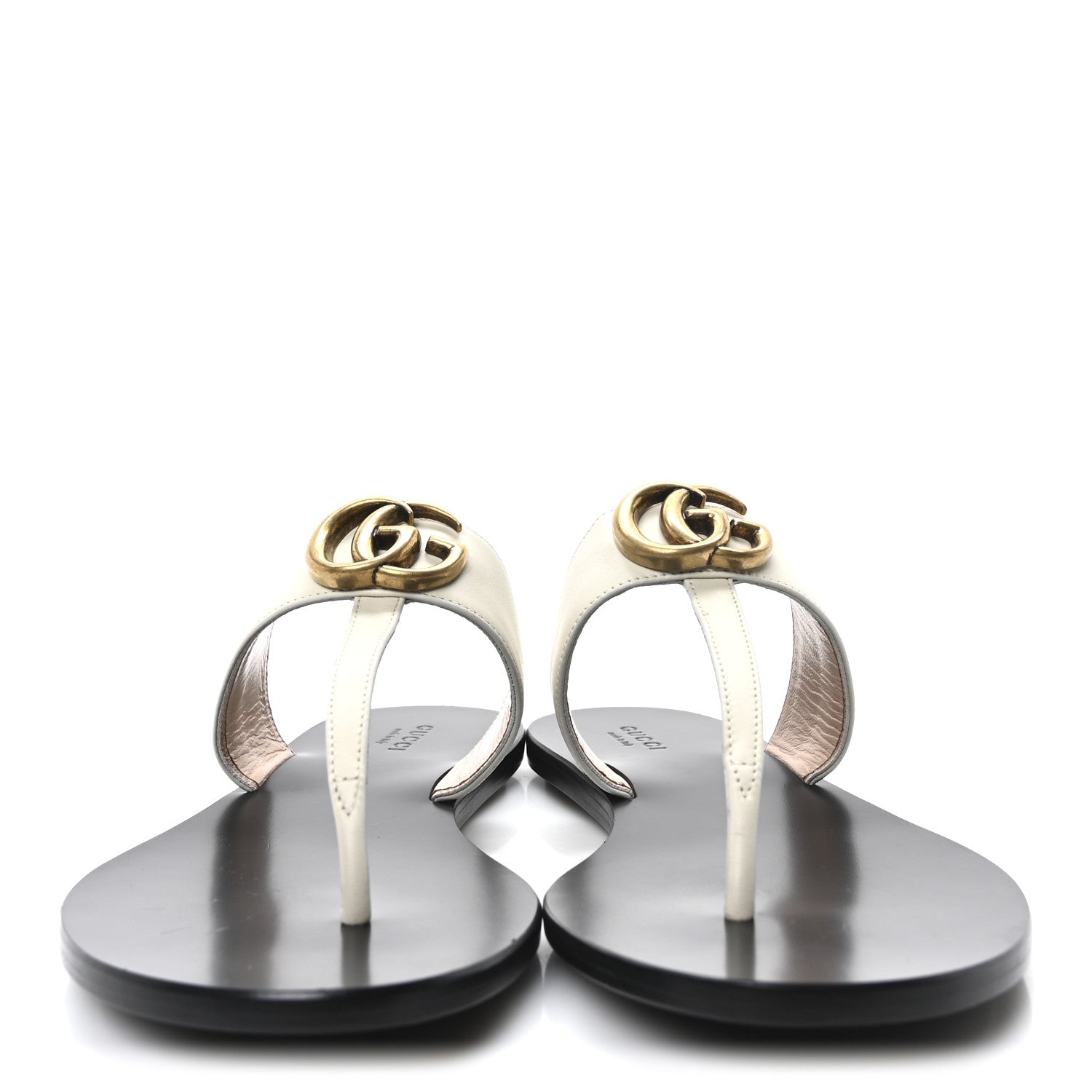 Gucci Calfskin GG Marmont Thong Sandals 38.5 Mystic White 3 of 9