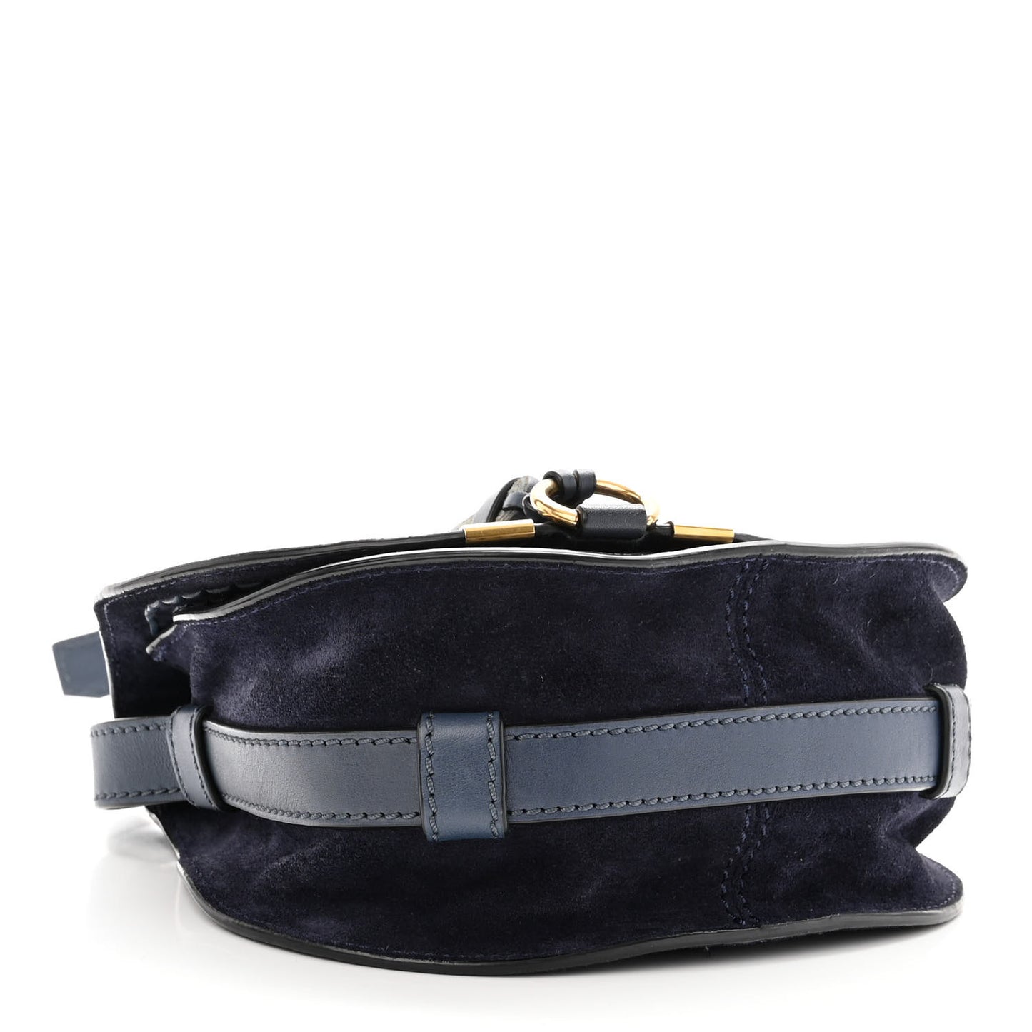 Suede Calfskin Braided Mini Marcie Round Crossbody Bag Navy