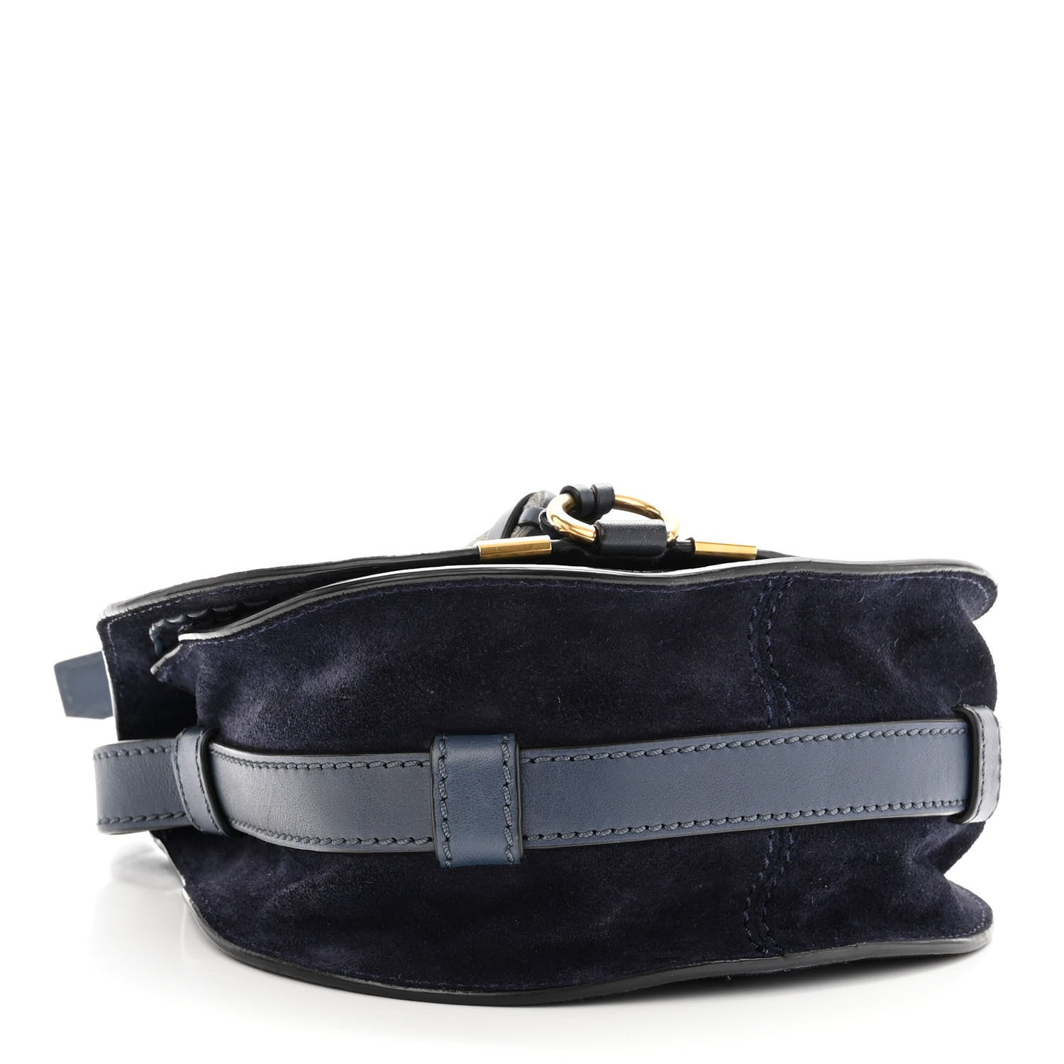 Chloe Suede Calfskin Braided Mini Marcie Round Crossbody Bag Navy 3 of 10