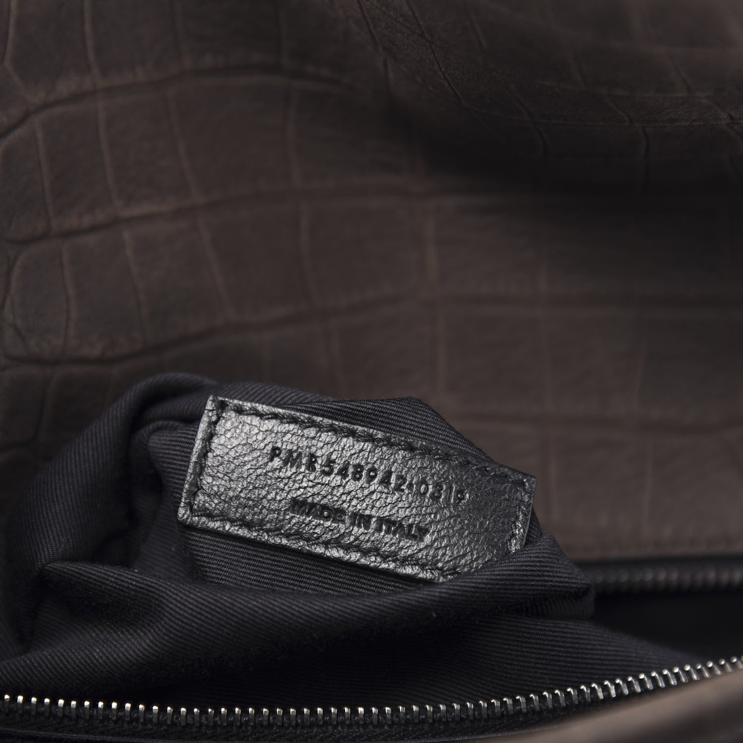Saint Laurent Nubuck Crocodile Embossed Monogram Medium Niki Chain Satchel Wood 7 of 10