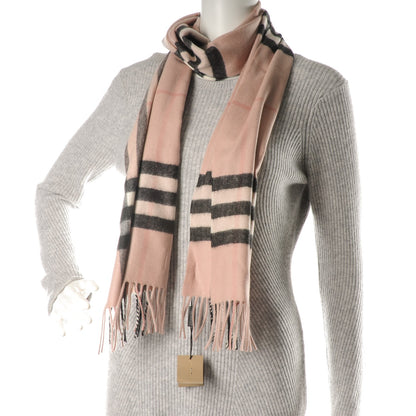 Burberry Cashmere Giant Heritage Check Fringe Scarf Ash Rose 2 of 5