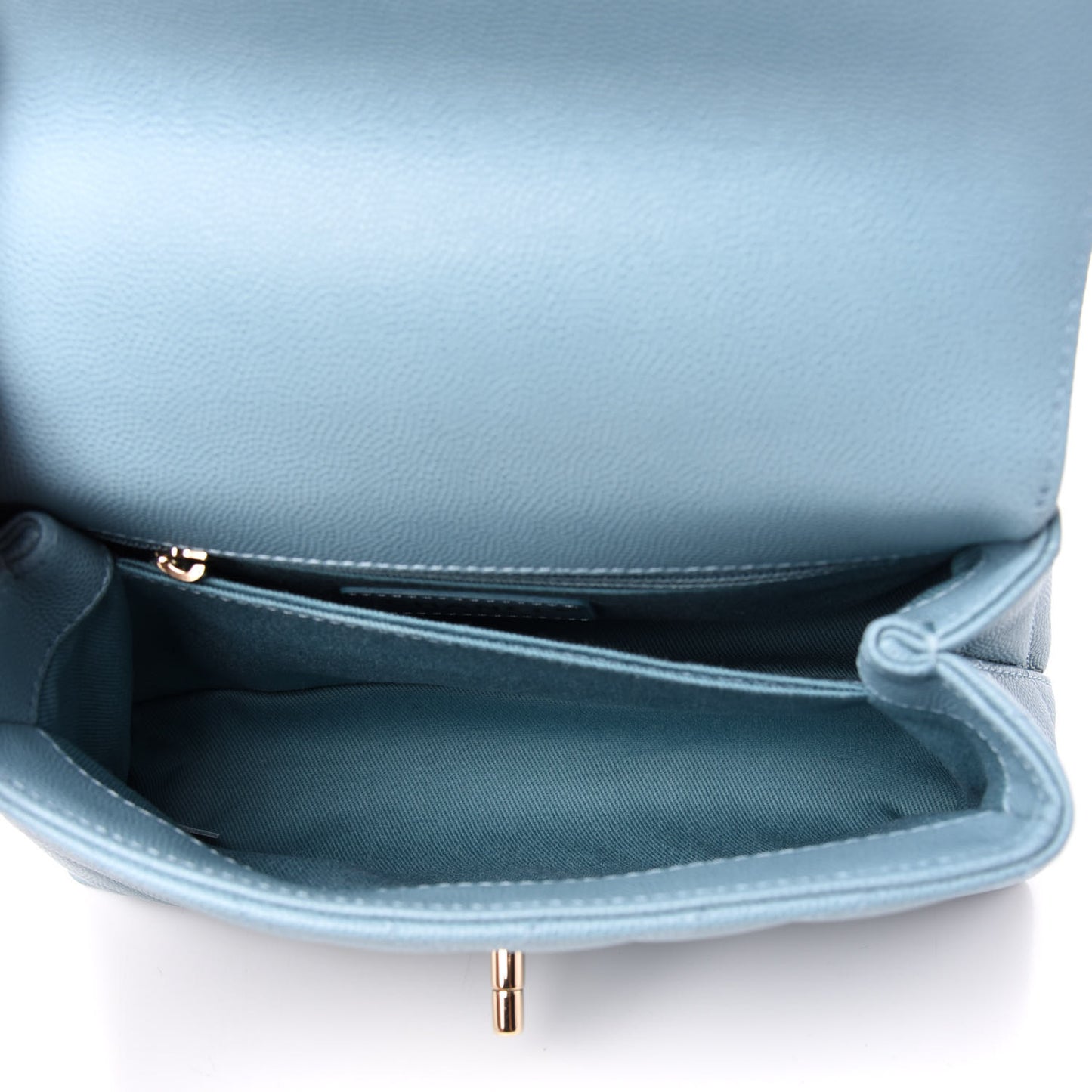 Caviar Chevron Quilted Mini Coco Handle Flap Sky Blue