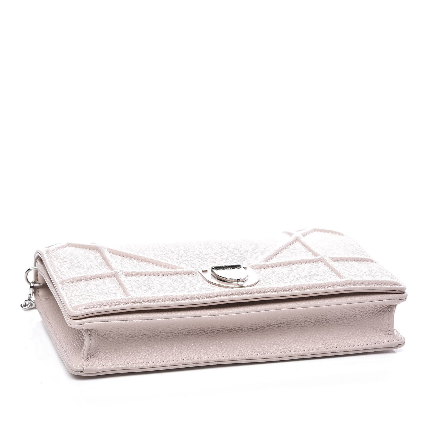 Grained Calfskin Diorama Wallet on Chain Pouch Rose Poudre
