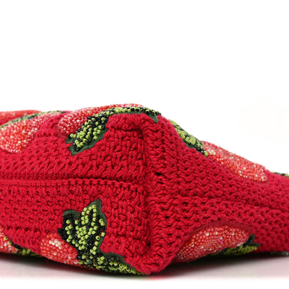 Loewe Crochet Beaded Strawberry Mini Flamenco Knot Clutch With Chain Red 10 of 11