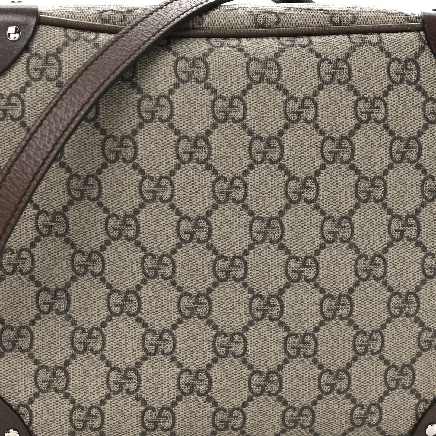 GG Supreme Monogram Textured Calfskin Square Messenger Bag Beige Ebony New Acero