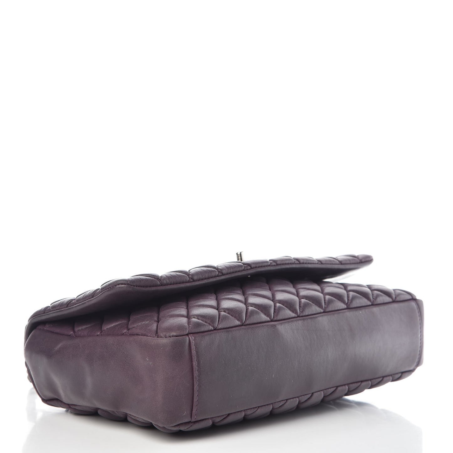 Iridescent Calfskin Quilted Large New Bubble Flap Plum
