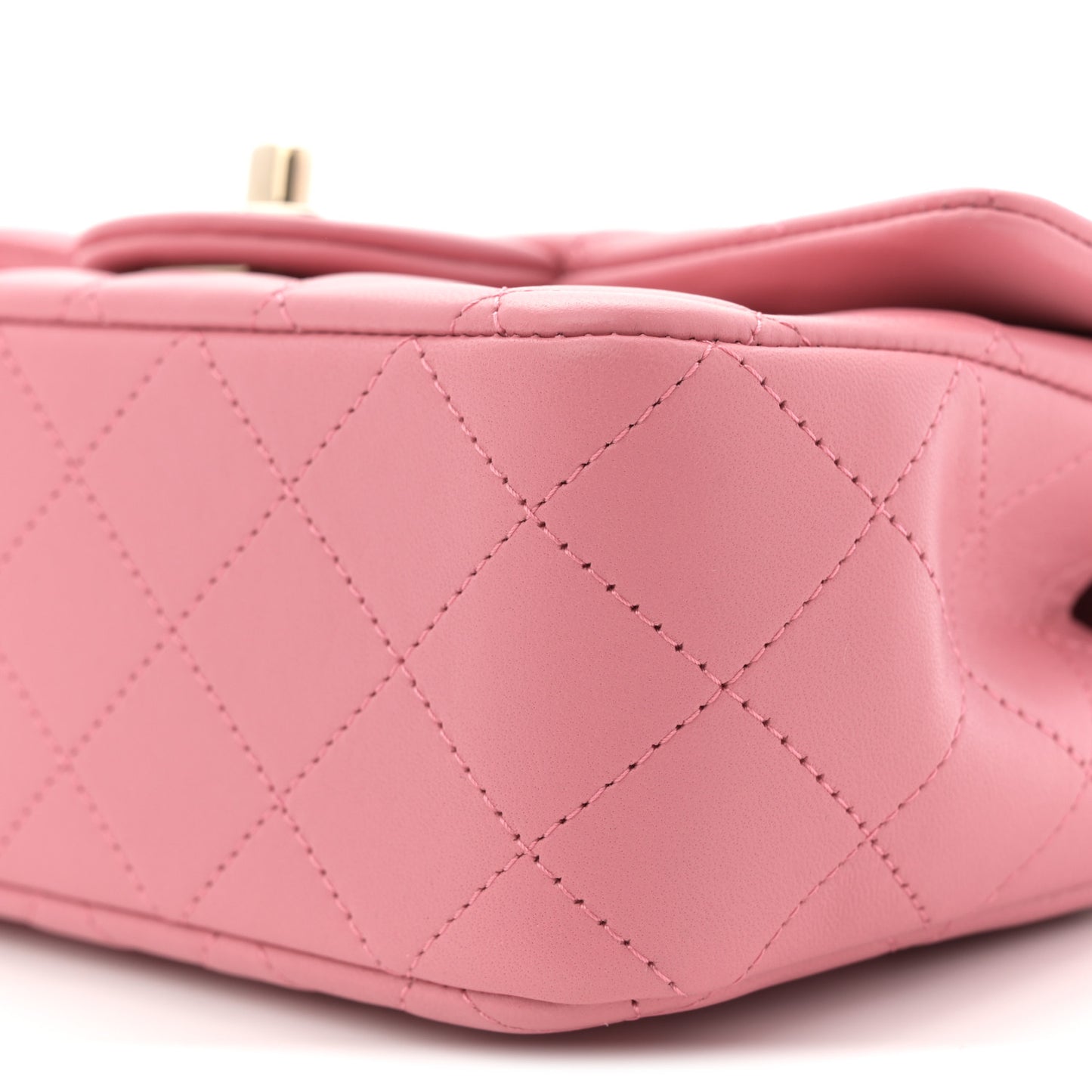 Lambskin Quilted Mini Top Handle Rectangular Flap Pink