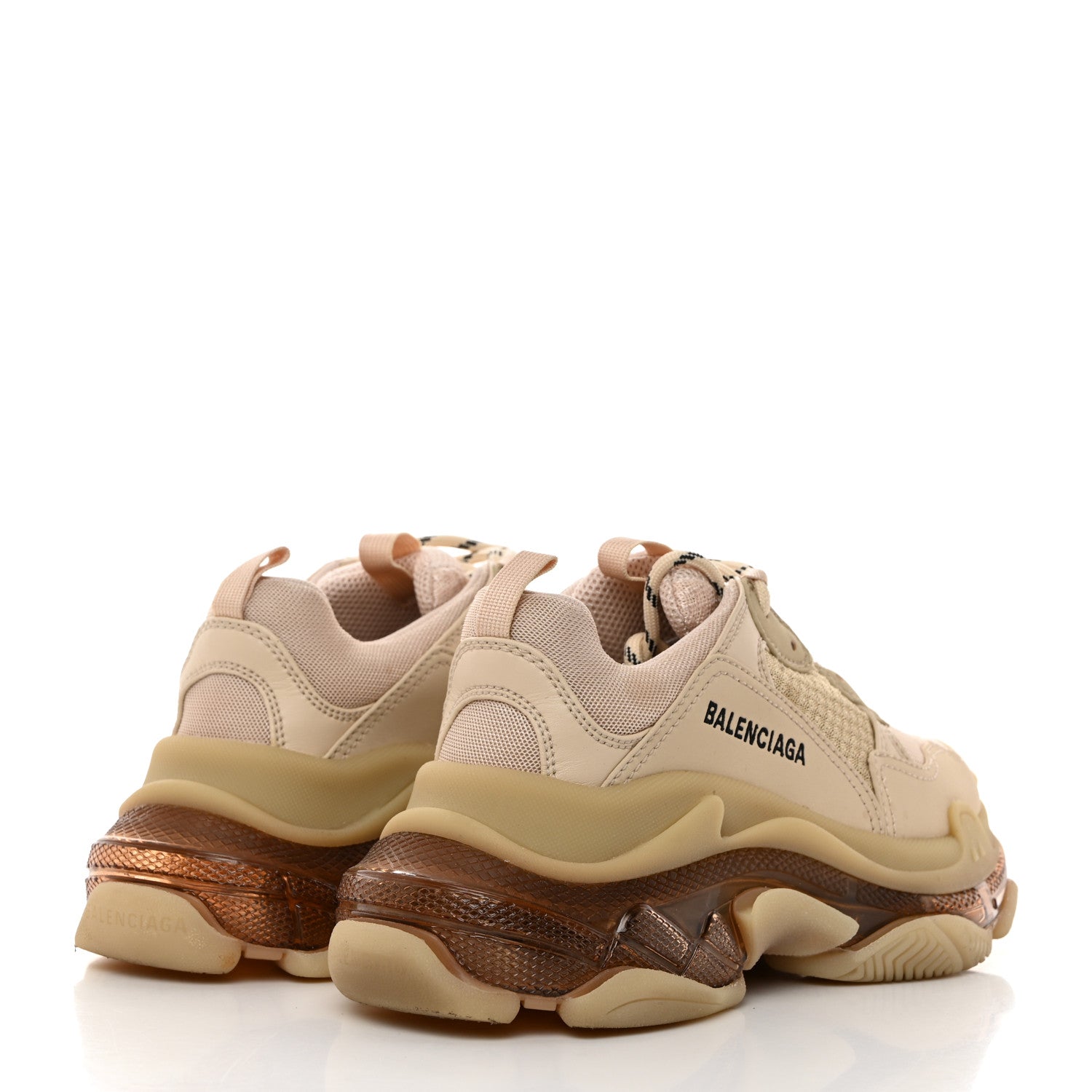 Balenciaga Fabric Mesh Clear Sole Womens Triple S Sneakers 37 Beige 4 of 8