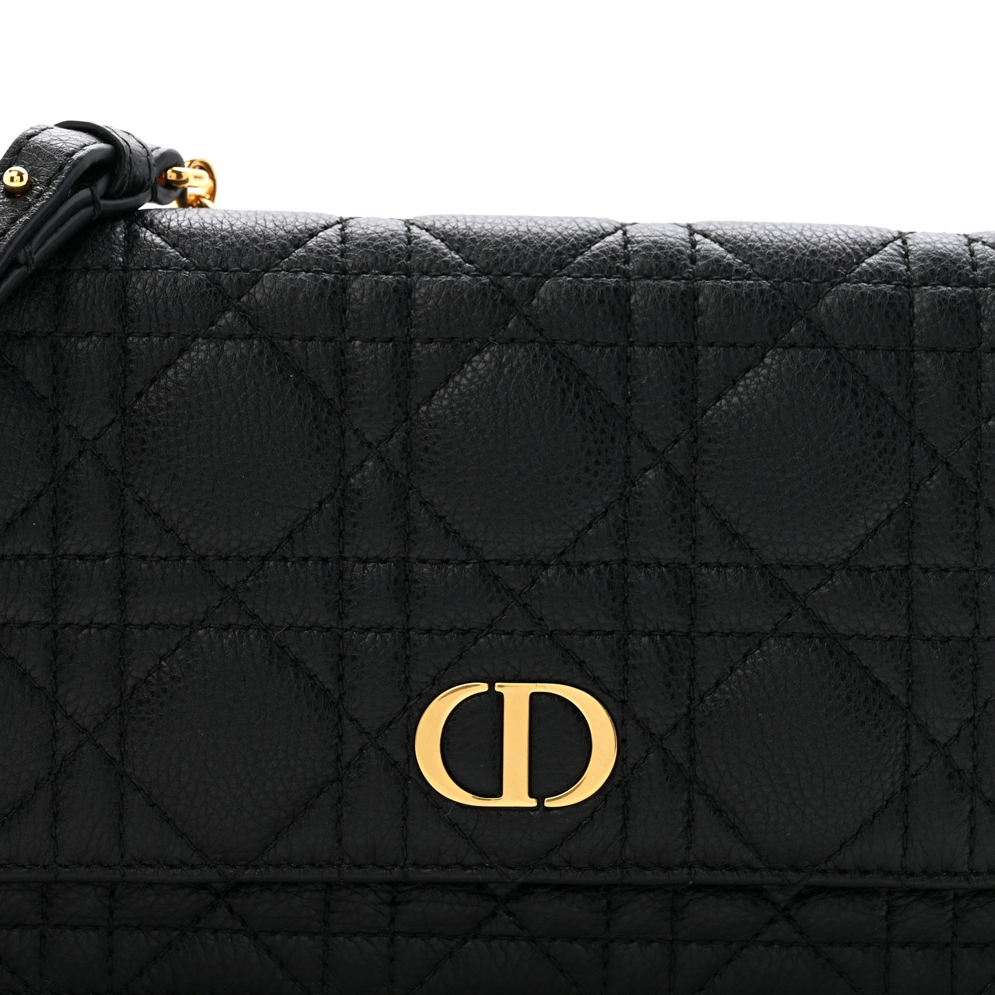 Supple Calfskin Cannage Caro Belt Pouch with Chain Black