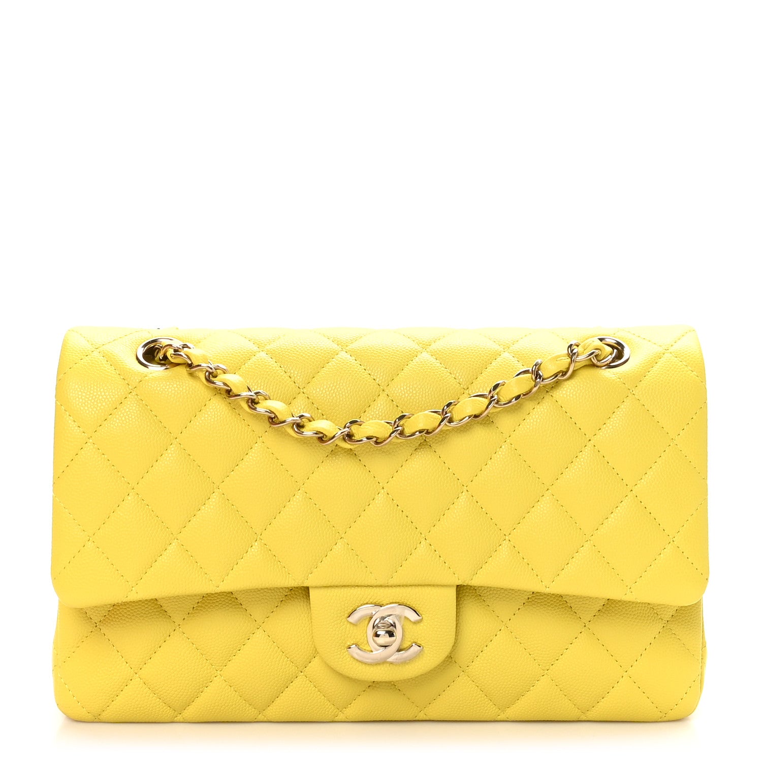 Chanel Caviar Quilted Medium Double Flap Yellow 1 of 11