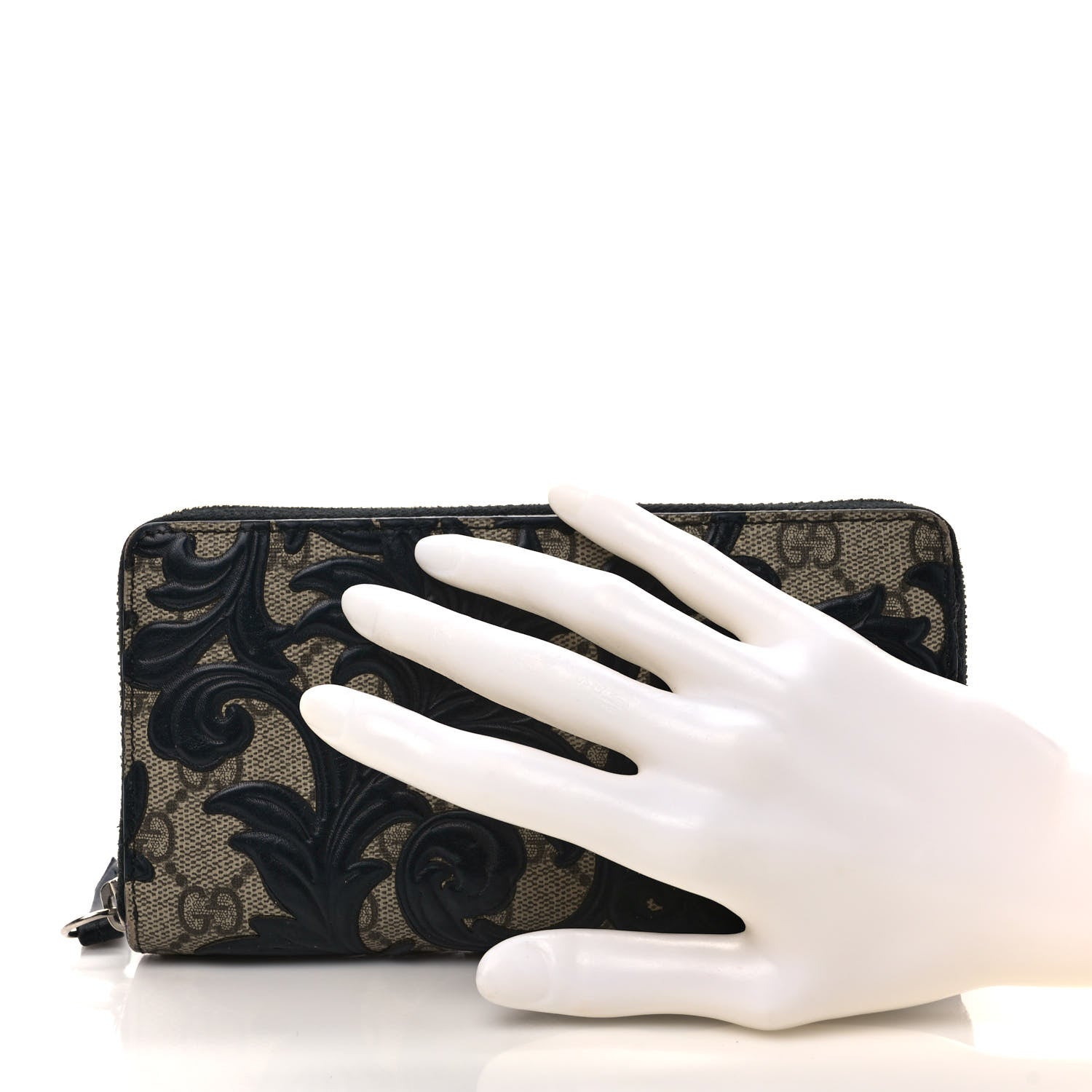 Gucci GG Supreme Monogram Arabesque Zip Around Wallet Black 2 of 7