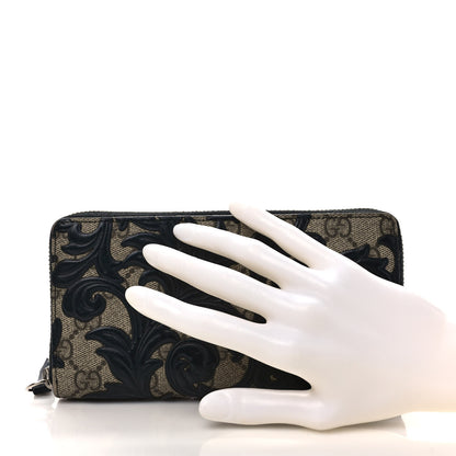 Gucci GG Supreme Monogram Arabesque Zip Around Wallet Black 2 of 7
