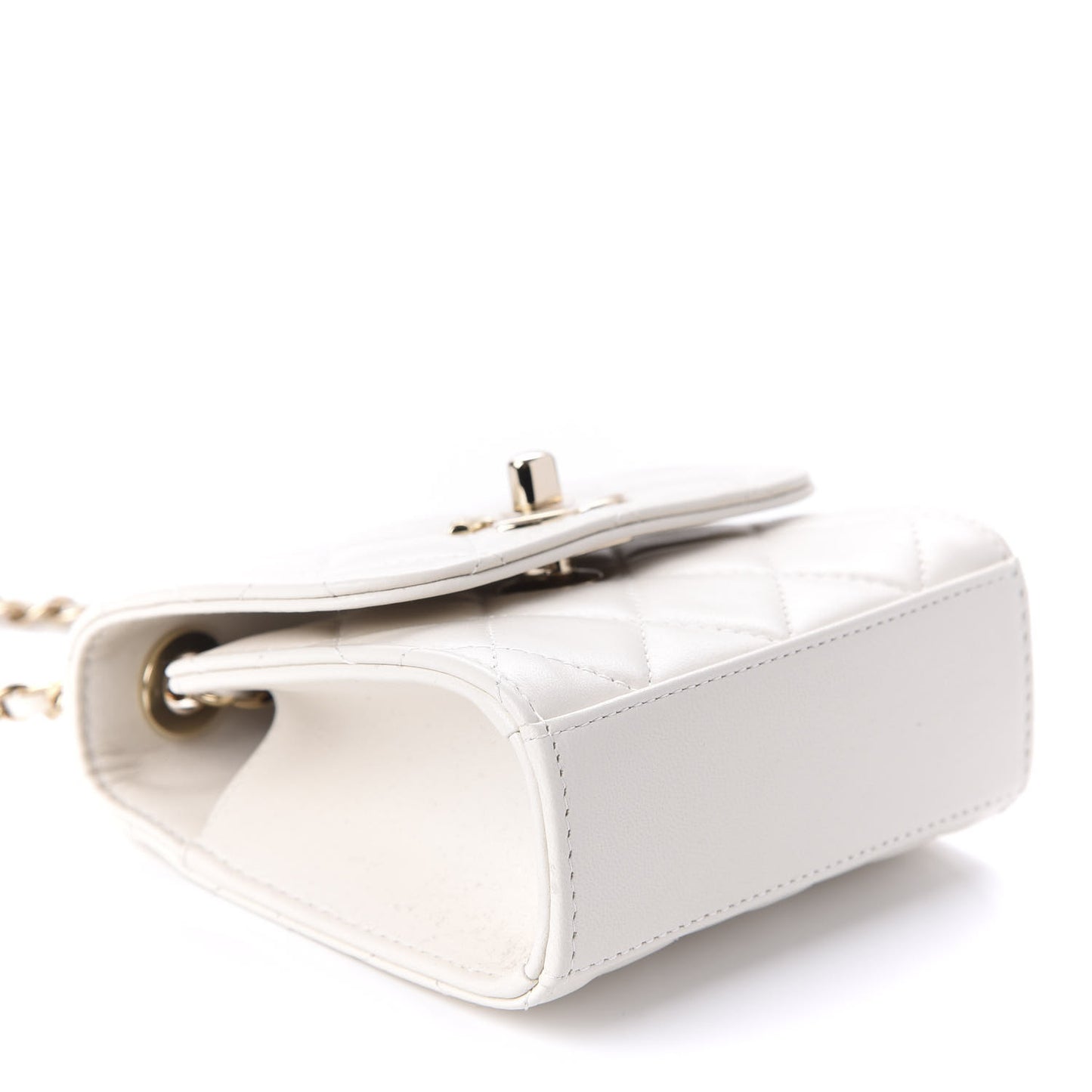 Lambskin Quilted Mini Trendy CC Clutch With Chain Ecru