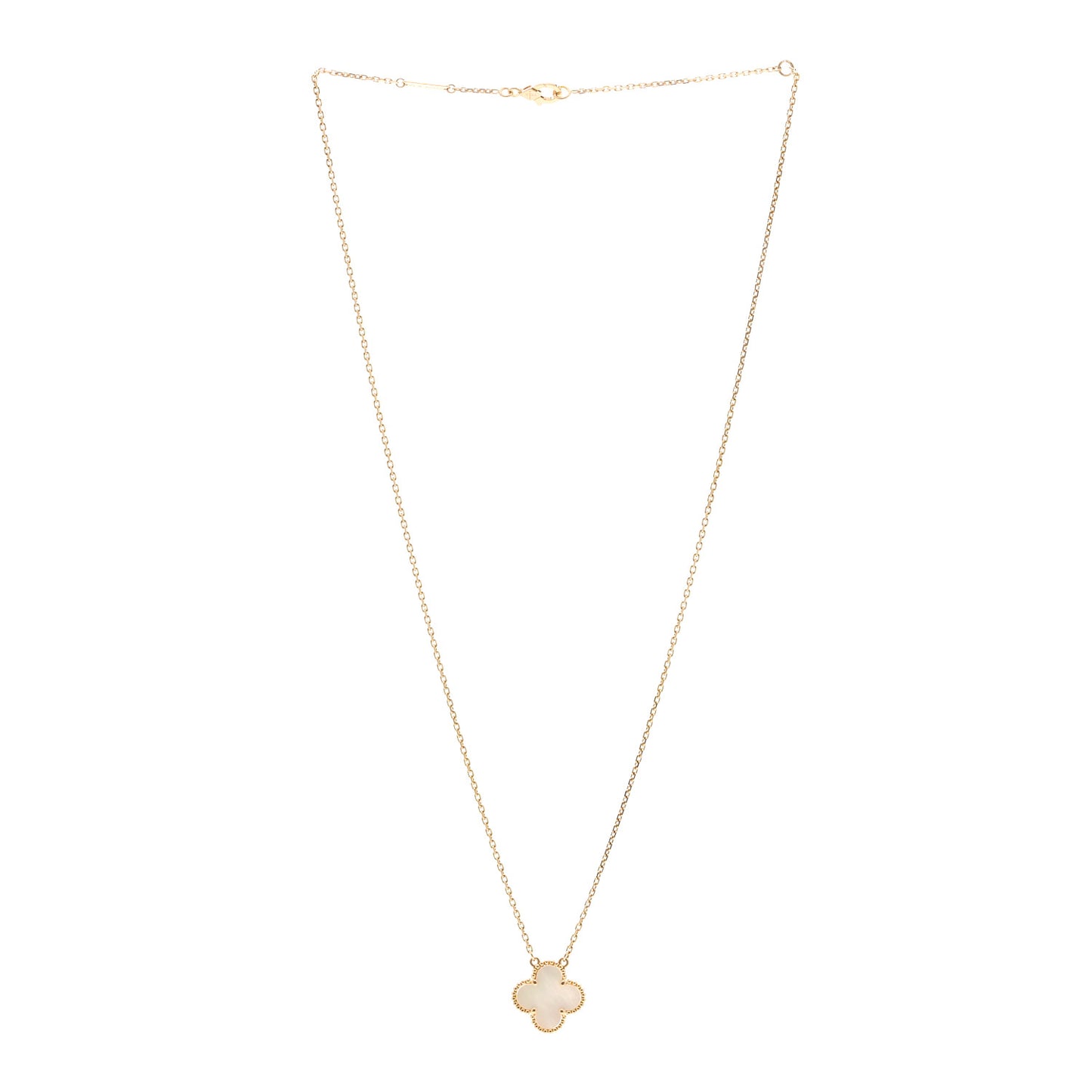 18K Yellow Gold Mother of Pearl Vintage Alhambra Pendant Necklace