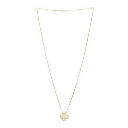 Van Cleef & Arpels 18K Yellow Gold Mother of Pearl Vintage Alhambra Pendant Necklace 3 of 6