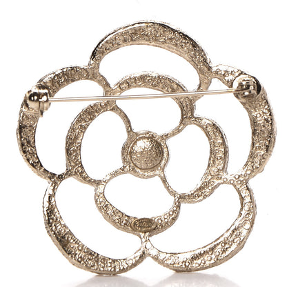 Chanel Pearl Crystal CC Camellia Brooch Light Gold 3 of 5