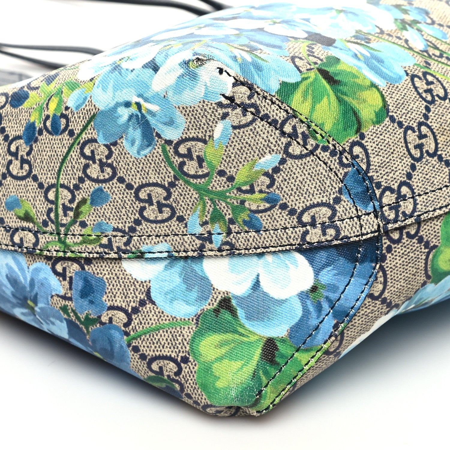 Gucci GG Supreme Monogram Blooms Medium Reversible Tote Beige Blue Navy 8 of 20