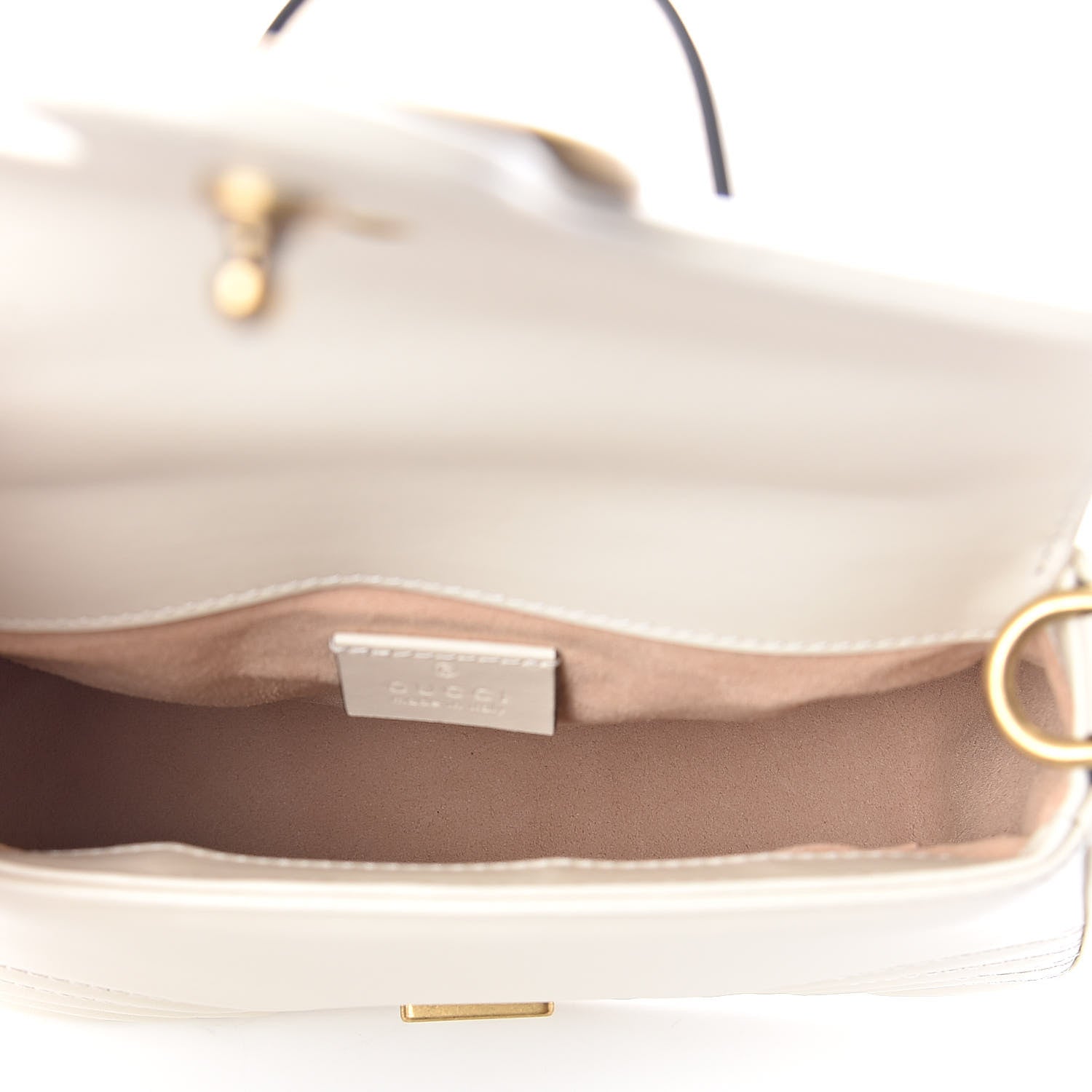 Gucci Calfskin Matelasse Mini GG Marmont Top Handle Shoulder Bag White 5 of 8