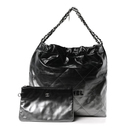 Chanel Metallic Shaded Calfskin Quilted Chanel 22 Black Silver 3 of 11