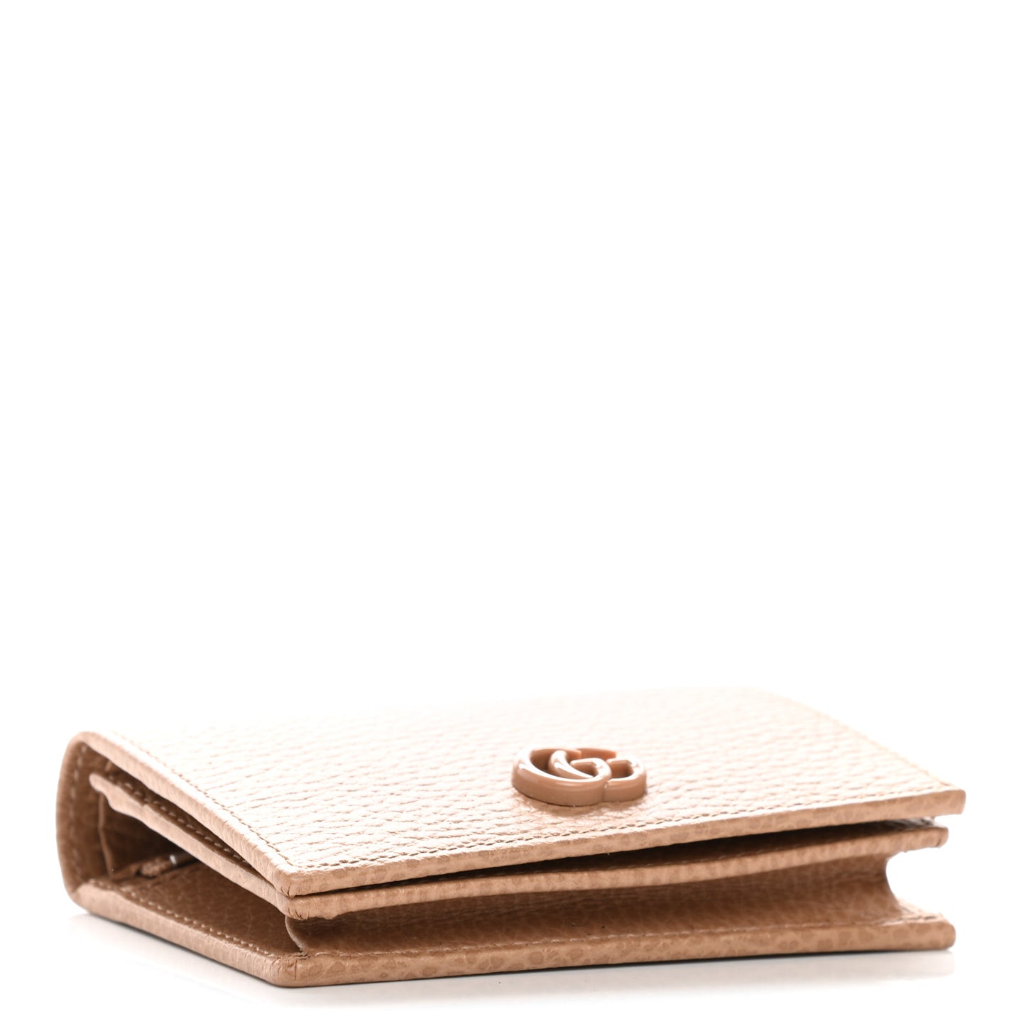 Dollar Calfskin Enamel Monochrome GG Marmont Card Case Camelia